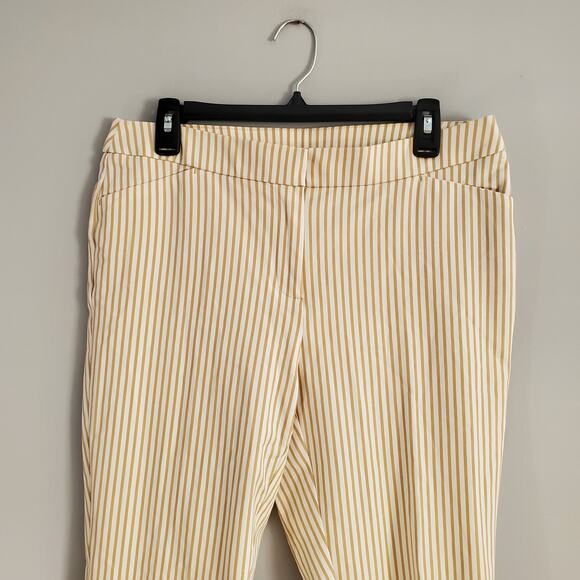 Chico's Striped Cotton Blend Straight Pants O.5 (6R) - Picture 3 of 8